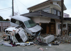 津波の被害を受けた石巻